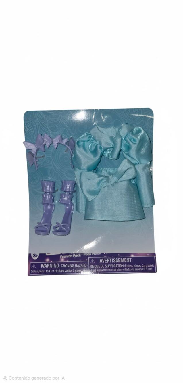 Doll Fashion Pack Set with Blue Dress, Purple Heels & Butterfly Headband